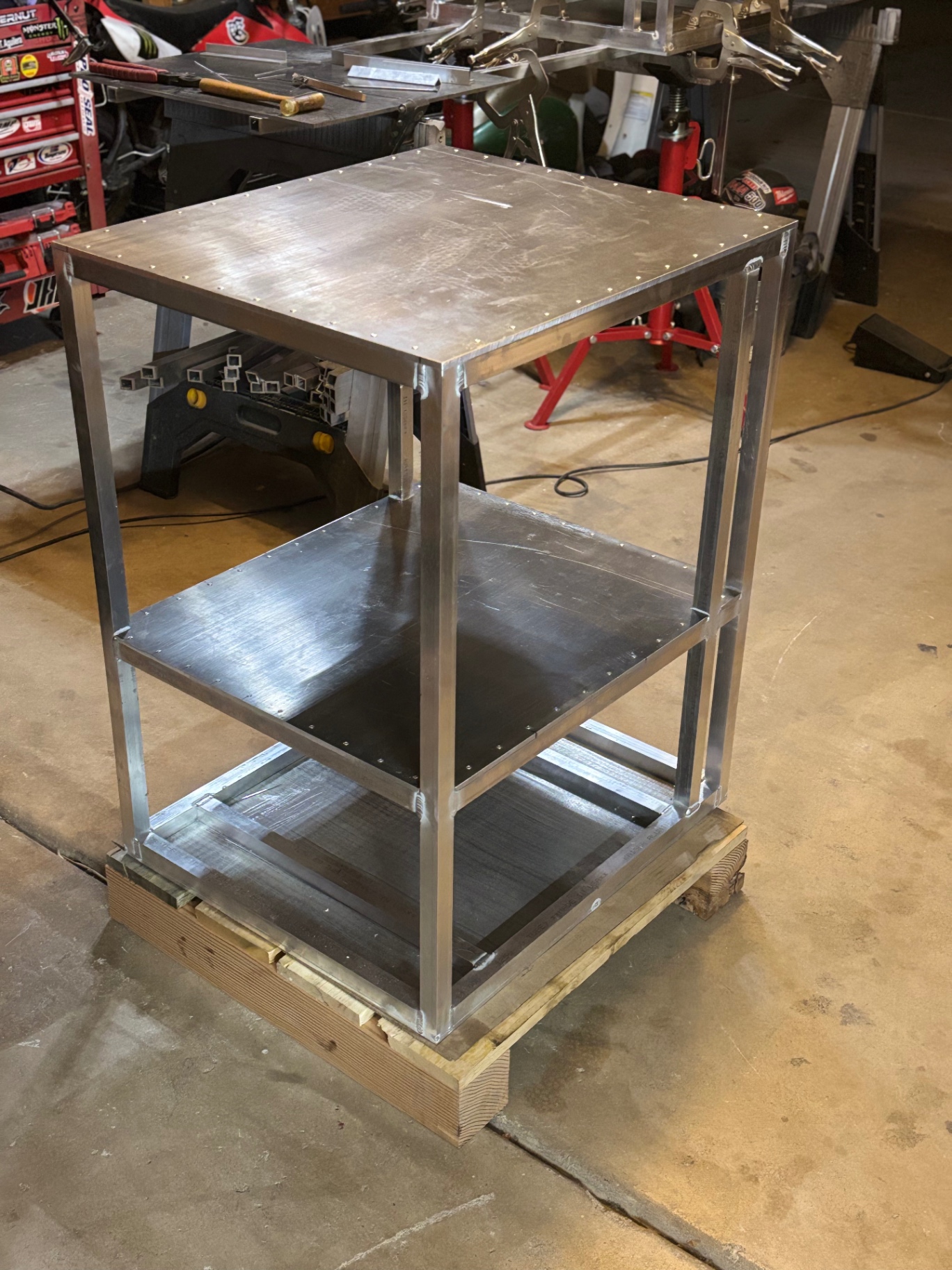 Three-Tier Steel Shelving Table