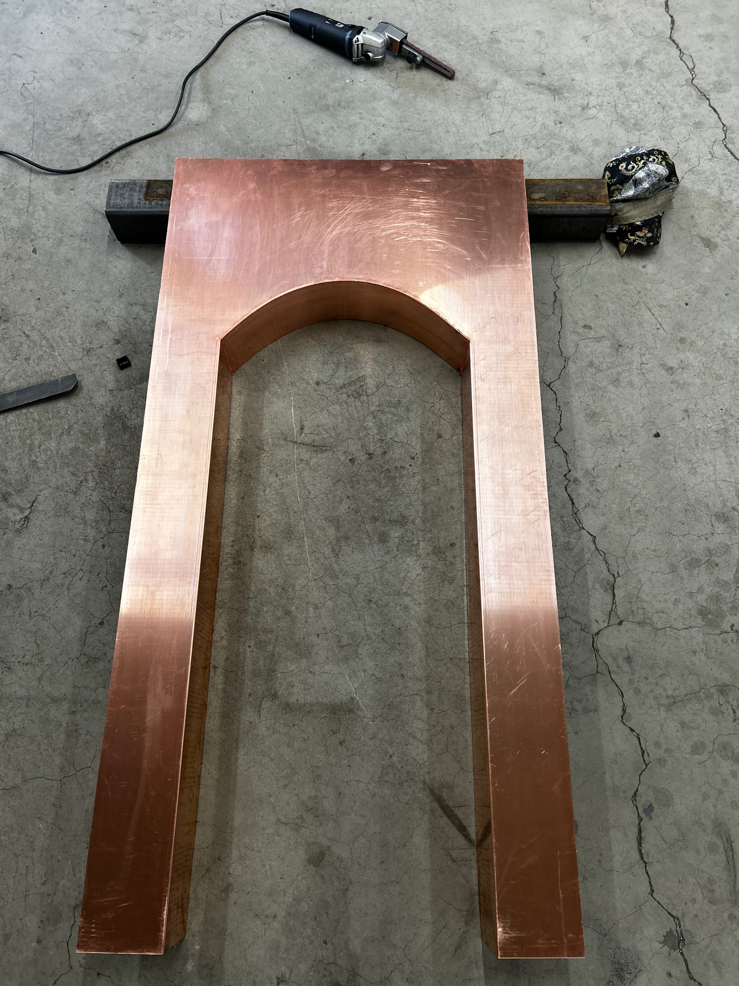 Copper Arched Fabrication Piece — Raw Build Stage
