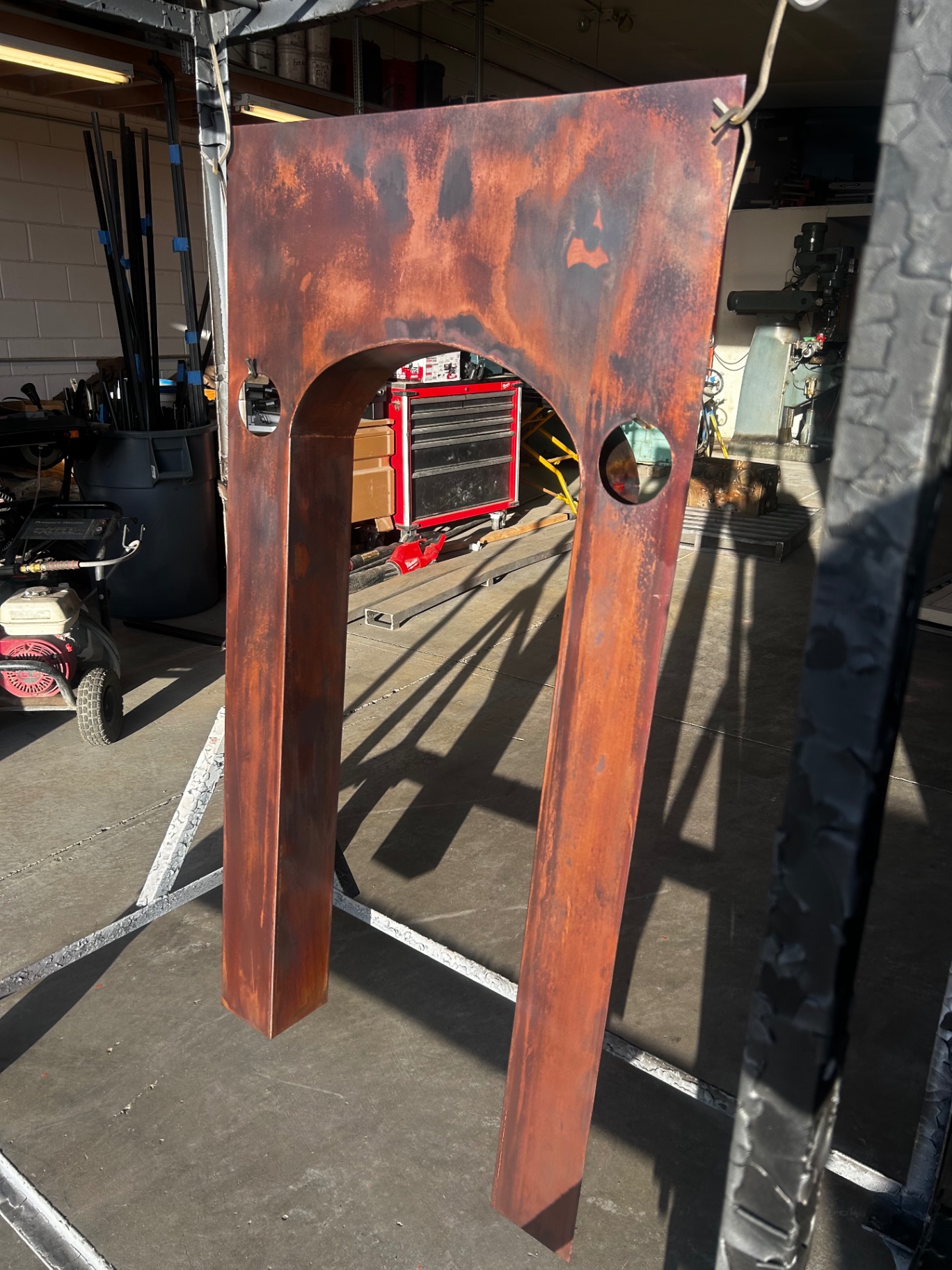 Patina Steel Arched Base — Custom Cut